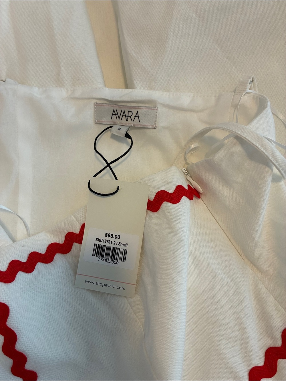 NWT Avara White Contrast Trim Midi Dress Sz S - Picture 8 of 9